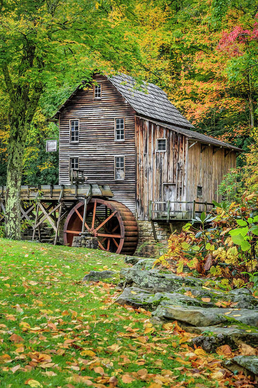 Grist Mill-vert With Fg 1 Poster featuring the photograph Grist Mill-vert With Fg 1 by Galloimages Online