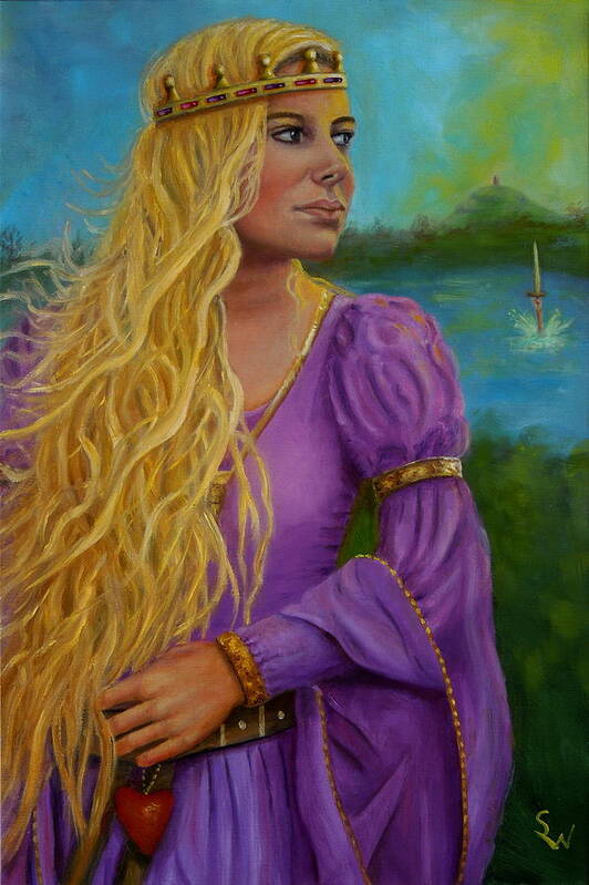 Fine Art Poster featuring the painting Guinevere Glastonbury by Shirley Wellstead