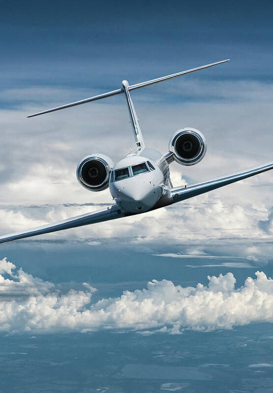 Gulfstream V Business Jet Poster featuring the mixed media Gulfstream V Business Jet by Erik Simonsen