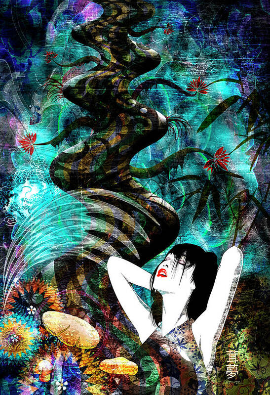 Haruki - Springtime Tree Poster featuring the painting Haruki - Springtime Tree by Mushroom Dreams Visionary Art