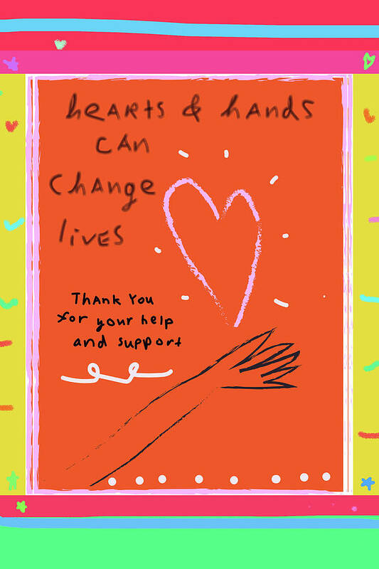 Hearts Poster featuring the digital art Hearts And Hands by Ashley Rice