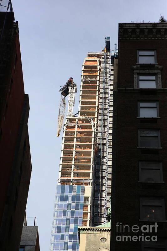One57 Poster featuring the photograph Hurricane Sandy Oct 2012 Midtown NY Damaged Crane Color by Chuck Kuhn