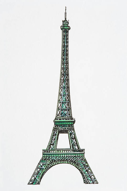 Watercolor Painting Poster featuring the digital art Illustration Of The Eiffel Tower by Dorling Kindersley
