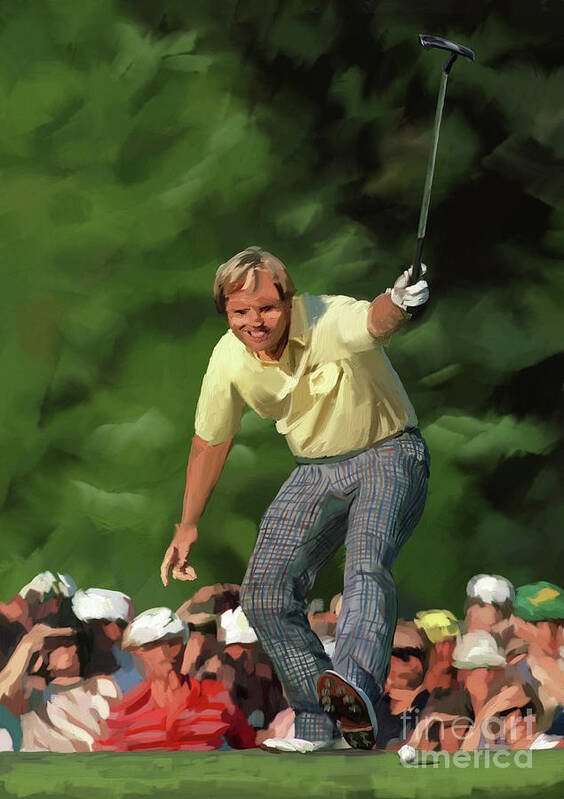 Jack Nicklaus Poster featuring the painting Jack's win by Tim Gilliland