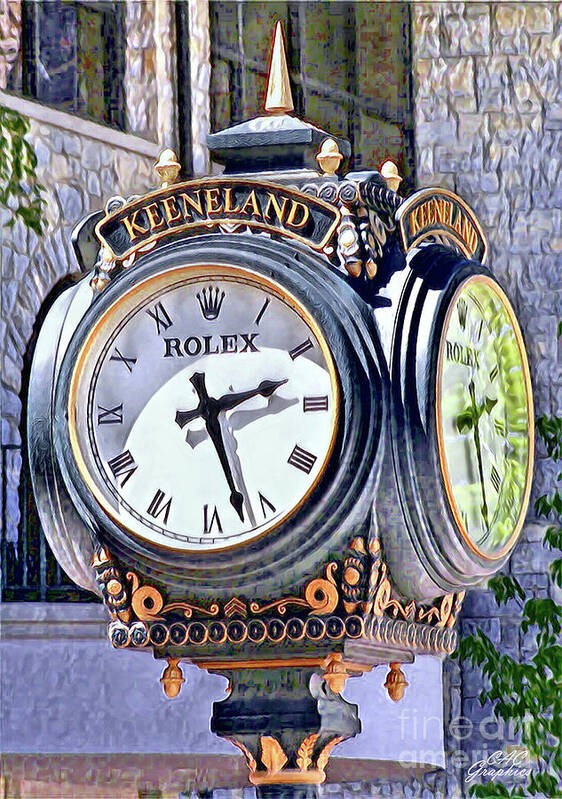 Keeneland Poster featuring the digital art Keeneland Clock by CAC Graphics