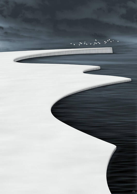 Minimalist Winter Landscape Poster featuring the digital art Leaving Blackwater by Moira Risen