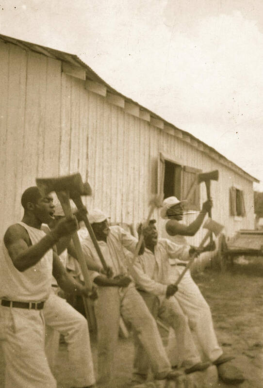 Negroes Poster featuring the painting Lightning' Washington, an African American prisoner, singing with his group in the woodyard at Darlington State Farm, Texas by Unknown