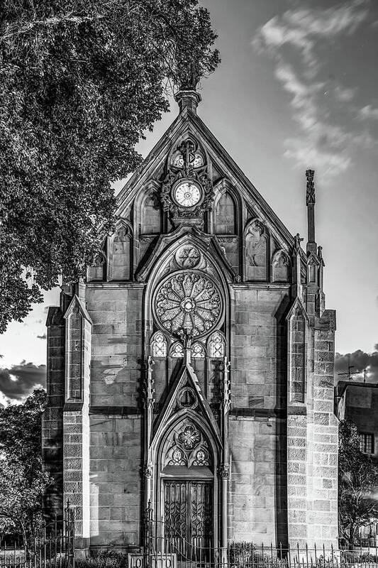 America Poster featuring the photograph Loretto Chapel of Santa Fe New Mexico - Monochrome Edition by Gregory Ballos