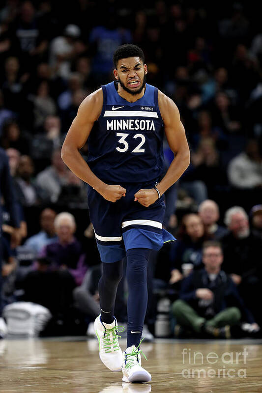 Karl-anthony Towns Poster featuring the photograph Los Angeles Lakers V Minnesota by Jordan Johnson