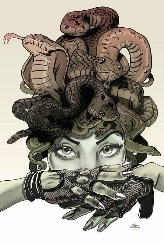 Medusa Poster featuring the digital art Medusa by Kynn Peterkin