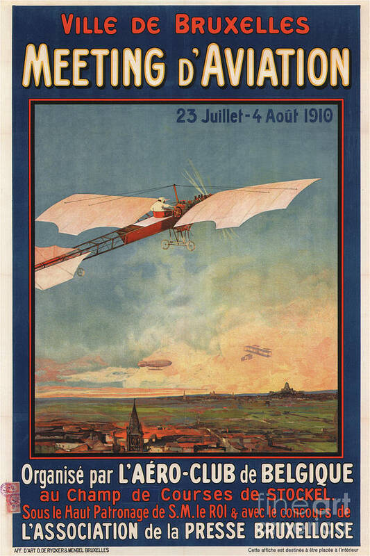 Belgium Poster featuring the drawing Meeting Daviation, 1910. From A Private by Heritage Images