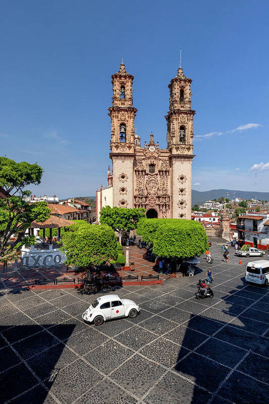 Estock Poster featuring the digital art Mexico, Guerrero, Taxco Main Square Scene by Claudia Uripos