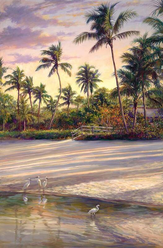 Beaches Poster featuring the painting Naples Sunrise by Laurie Snow Hein