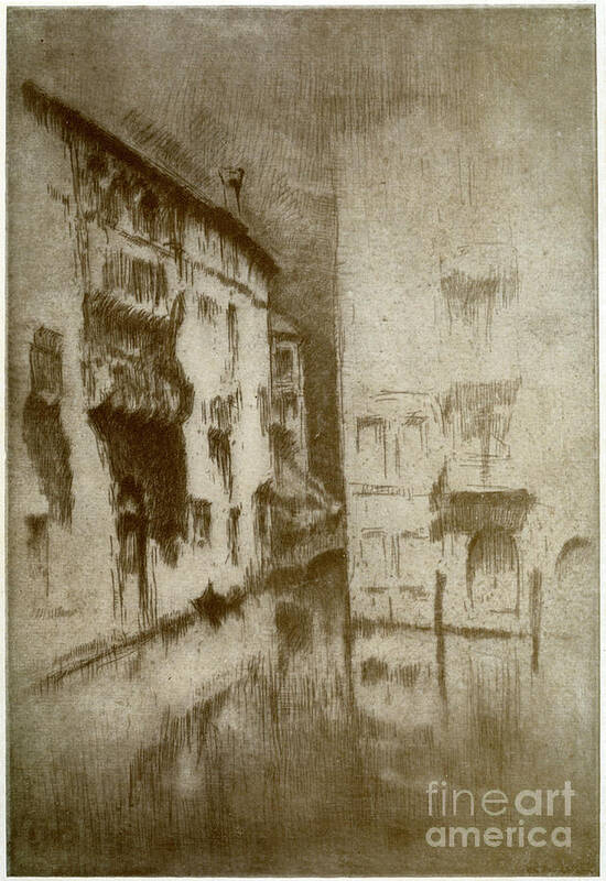 Etching Poster featuring the drawing Nocturne Palaces, C1879 1904.artist by Print Collector