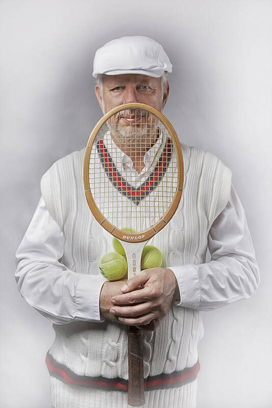 #sports
#portrait
Male
#fine Art Poster featuring the photograph Old-fashioned Male Tennis Player by Carola Kayen-mouthaan