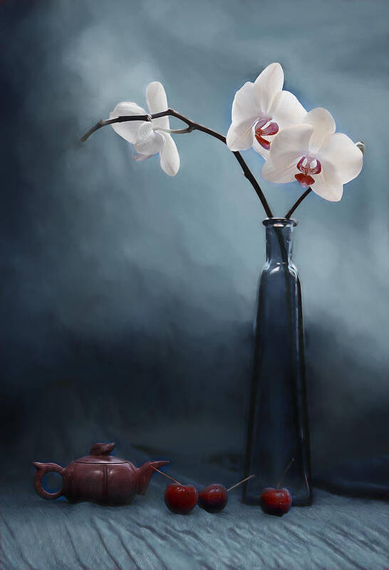 Orchid Poster featuring the photograph Orchid And Cherry by Lydia Jacobs