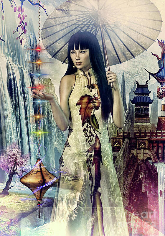 Oriental Poster featuring the digital art Oriental Dream  by Shadowlea Is