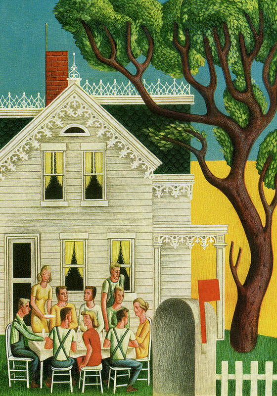 Agriculture Poster featuring the drawing Outdoor Family Dinner by CSA Images