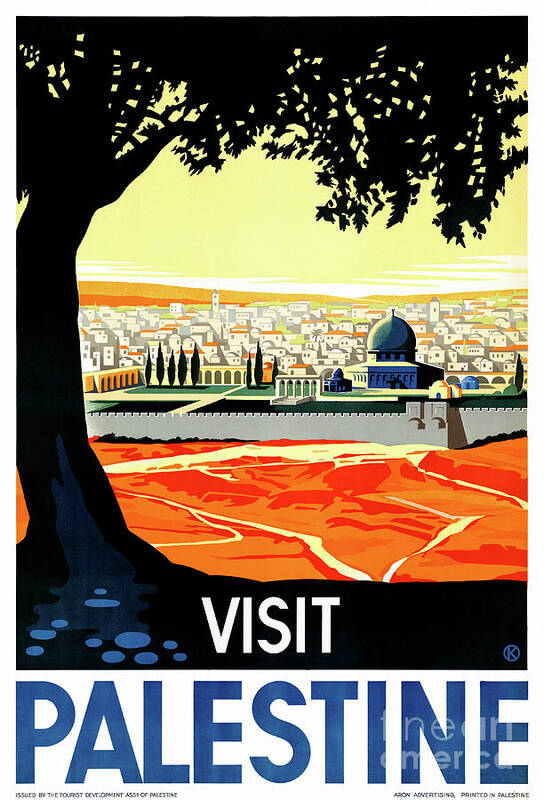 Vintage Poster featuring the drawing Palestine Vintage Travel Poster Restored by Vintage Treasure