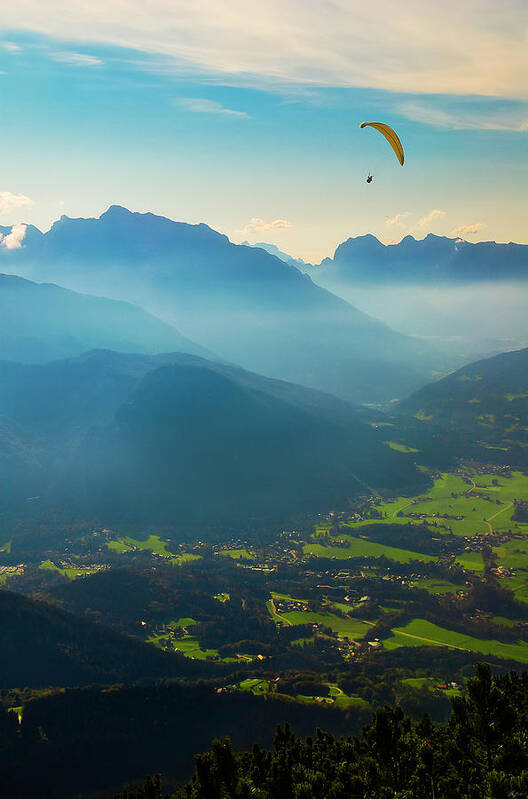 Paraglider Poster featuring the photograph Paraglider's View by Owen Weber