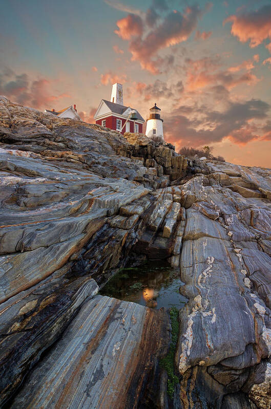 Scenics Poster featuring the photograph Pemaquid Point Sunset by Www.cfwphotography.com