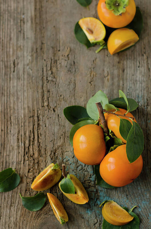 Orange Color Poster featuring the photograph Persimmons by Tania Mattiello