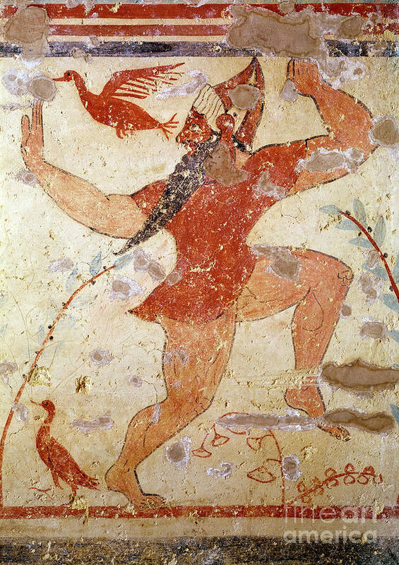 Dancer Poster featuring the painting Phersu Dancing, From The Tomb Of The Augurs, C.530-520 Bc by Etruscan