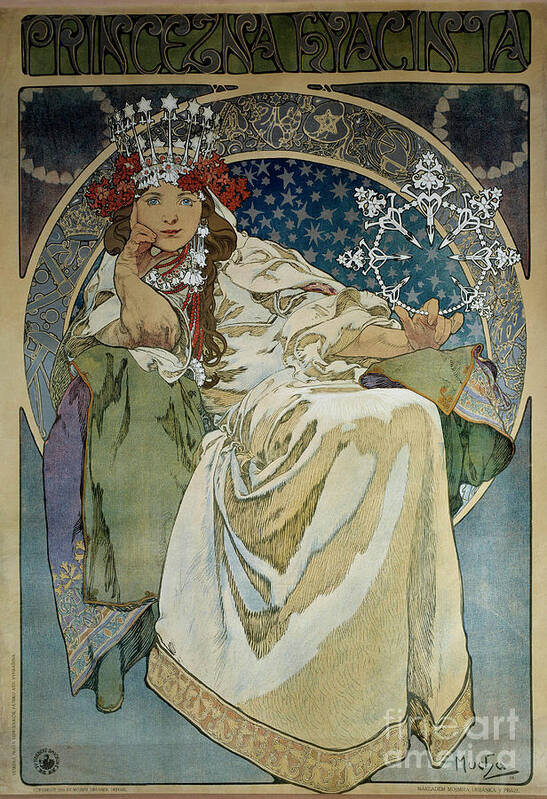 Art Poster featuring the drawing Poster By Alphonse Mucha by Alphonse Marie Mucha