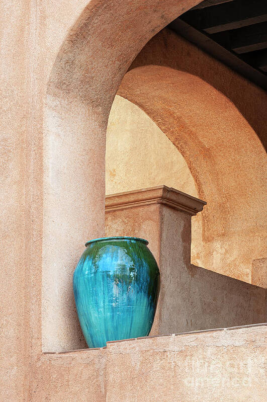 Southwest Poster featuring the photograph Pottery and Archways by Sandra Bronstein