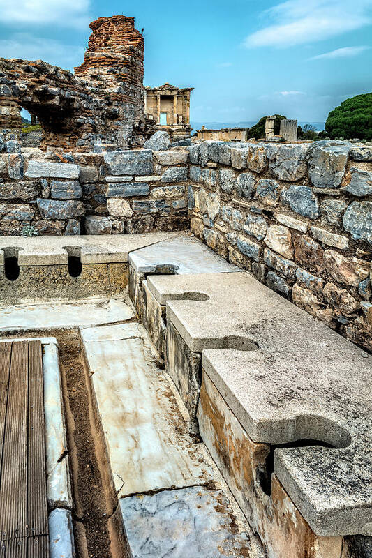 Aegean Poster featuring the photograph Public Bathroom by Maria Coulson