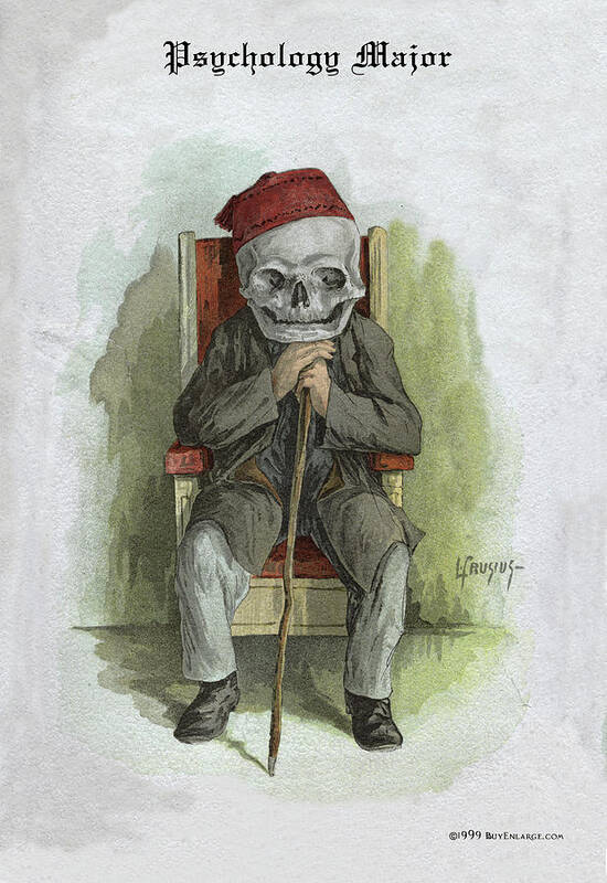 Skeleton Poster featuring the painting Pychology Major by F. Frusius M.D.