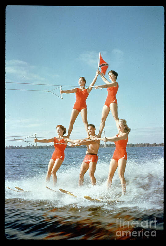 People Poster featuring the photograph Pyramid Of Water Skiers by Bettmann