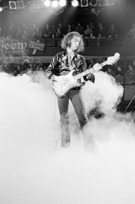 Concert Poster featuring the photograph Ritchie Blackmore On Stage by Fin Costello