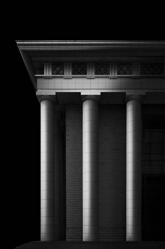 Roman Column B&w Poster featuring the photograph Roman Column B&w by Yujie Zhang