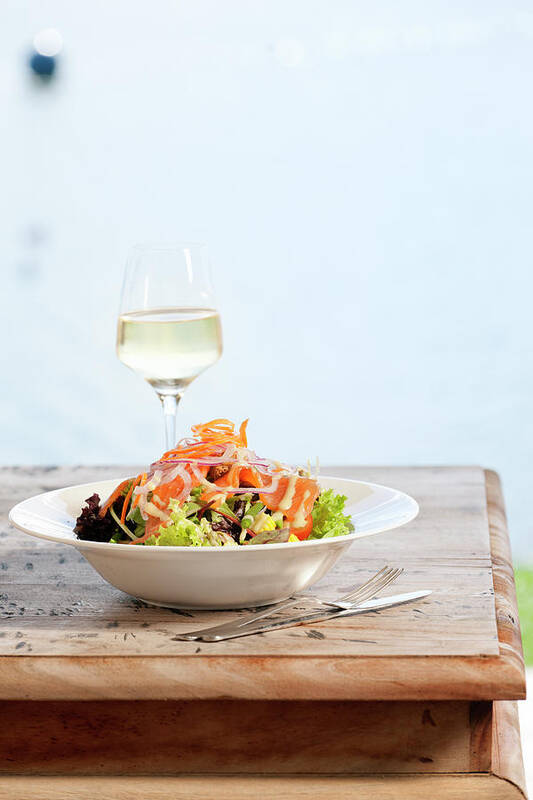 Outdoors Poster featuring the photograph Seafood Salad With Smoked Salmon On by Pidjoe