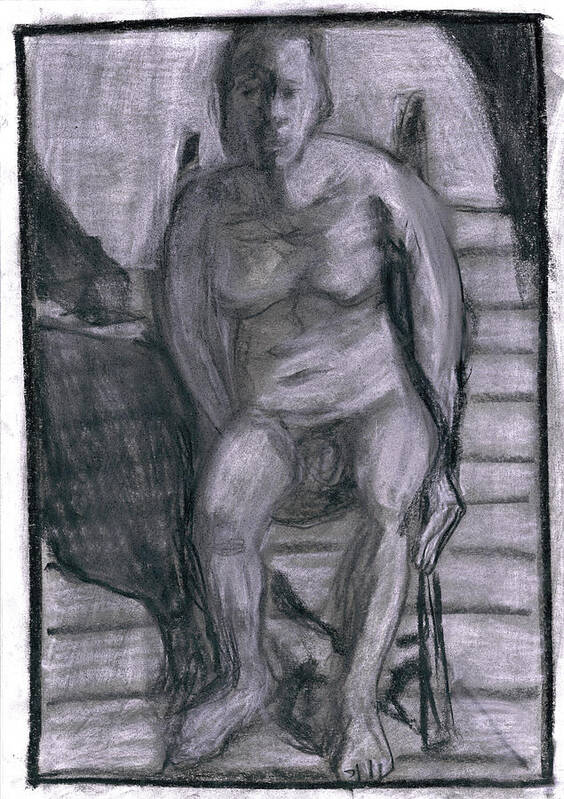 Chair Poster featuring the drawing Self on a chair by Edgeworth Johnstone