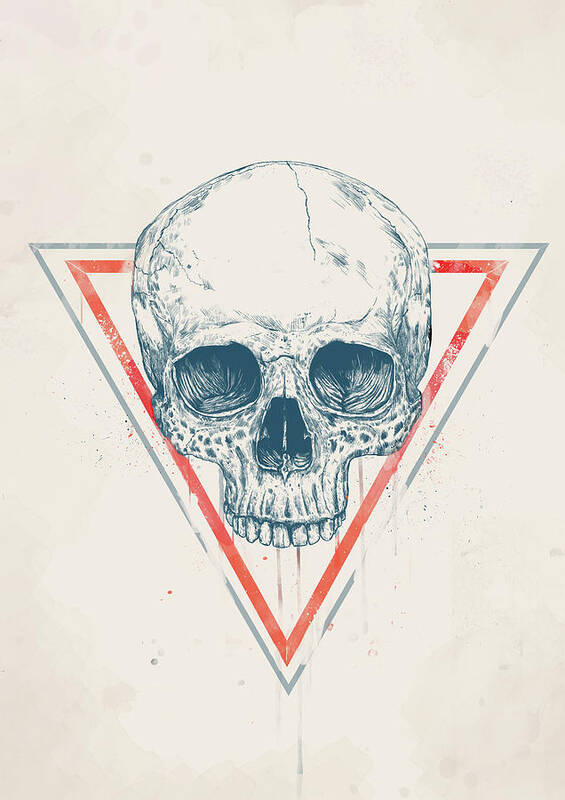 Skull Poster featuring the drawing Skull in triangles by Balazs Solti