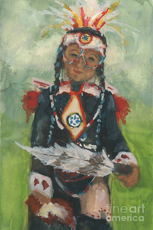 Nativeamerican Poster featuring the painting Smiling by Robin Wiesneth