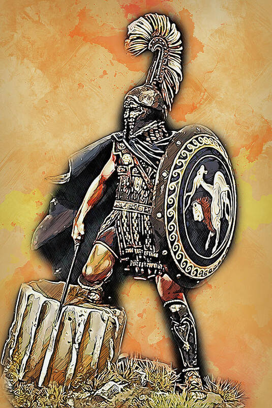 Spartan Warrior Poster featuring the painting Spartan Hoplite - 36 by AM FineArtPrints
