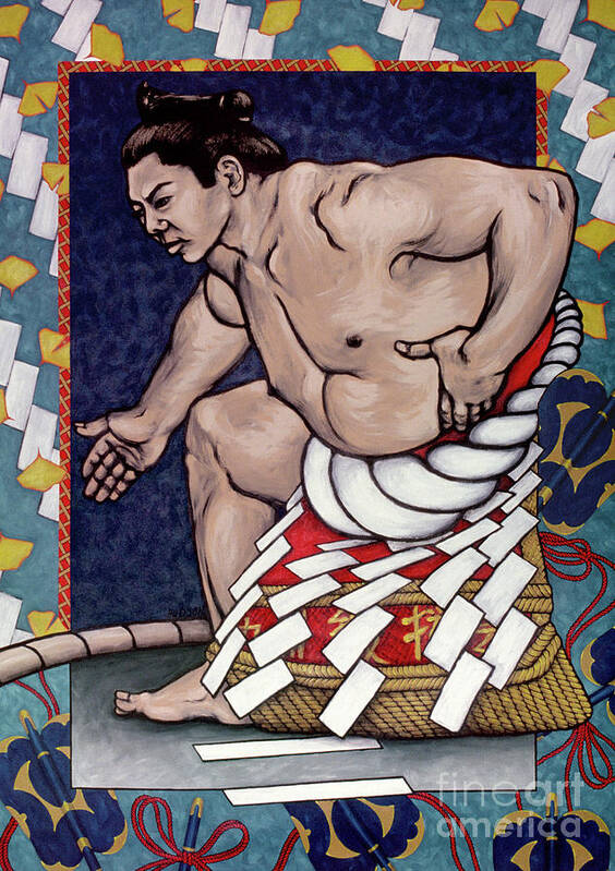 Sumo Poster featuring the painting sumo wrestler painting - Sumo Wrestlers VI by Sharon Hudson