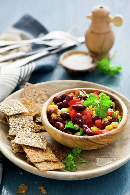 Napkin Poster featuring the photograph Tartines With Haricot Salad by Verdina Anna