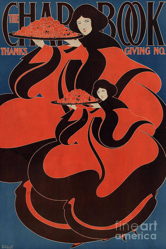 Chap Book Poster featuring the painting The Chap Book, Thanksgiving, 1895 by William H Bradley
