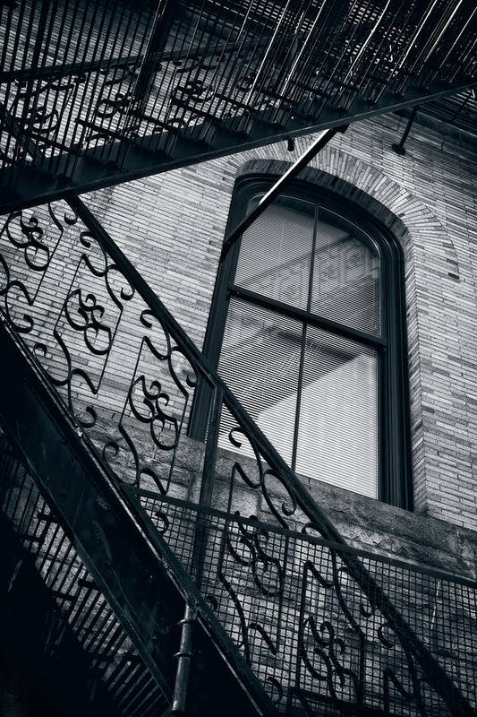 Black And White Poster featuring the photograph The Fire Escape by Judi Kubes