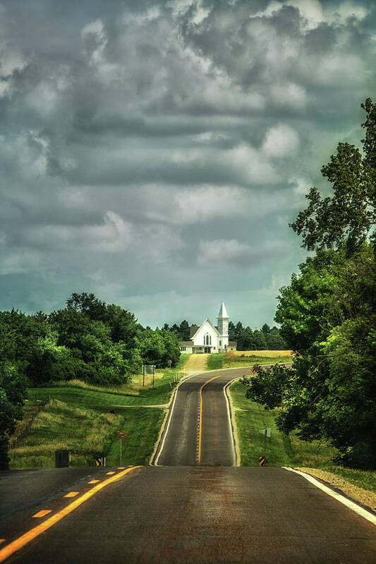 Church; Nebraska Poster featuring the photograph The Straight and Narrow Way by Jolynn Reed