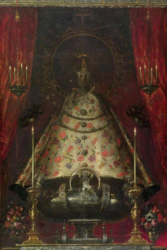 1675 Poster featuring the painting 'The Virgin of Atocha'. Ca. 1680. Oil on canvas. by Juan Carreno de Miranda -1614-1685-