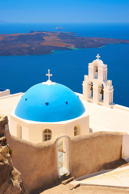 Landscape Poster featuring the photograph Thira Capital City - Greek Church by Jan Wlodarczyk