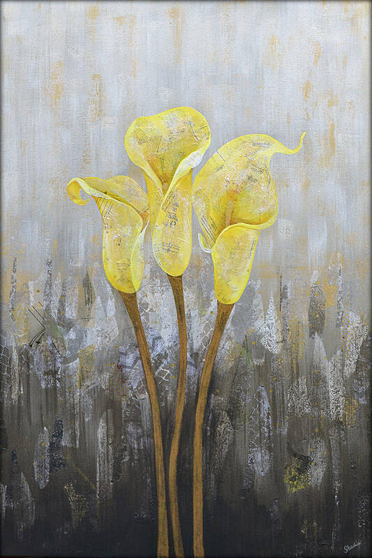 Calla Lily Poster featuring the painting Trio by Shadia Derbyshire