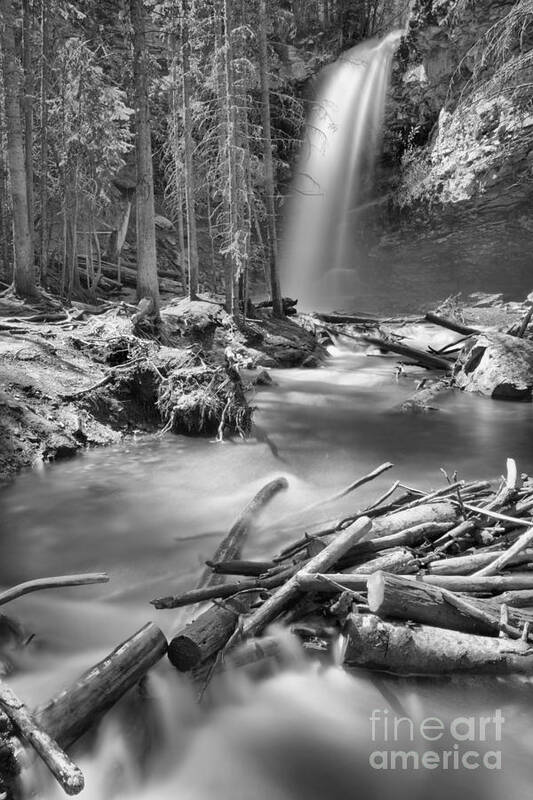 Troll Falls Poster featuring the photograph Troll Falls Black And White by Adam Jewell