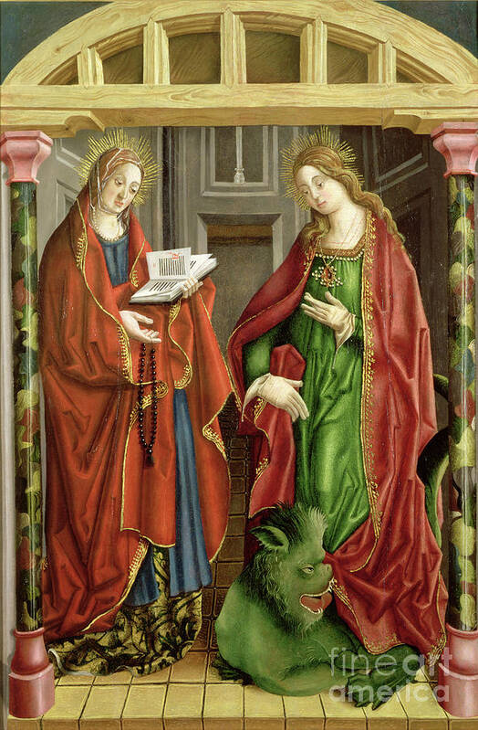 Book Poster featuring the painting Two Female Saints, Possibly St. Mary Magdalene And St. Martha by Fernando Gallego