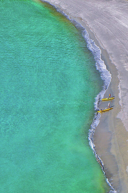Tranquility Poster featuring the photograph Two Yellow Kayak Boat Arrival by I Love Photo And Apple.